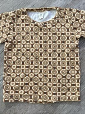 kate quinn Brown and Cream Floral Short Sleeve Tee Top